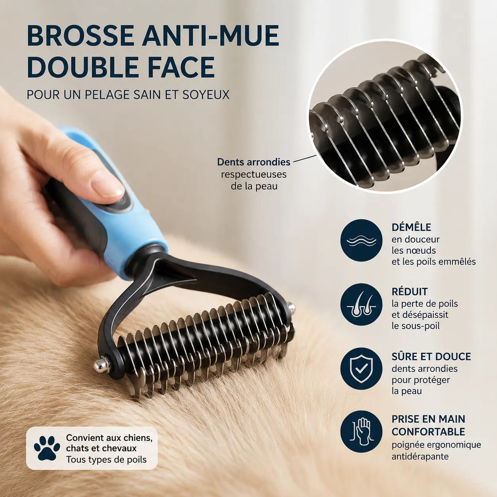 Brosse de toilettage double face pour chiens et chats HappyPets